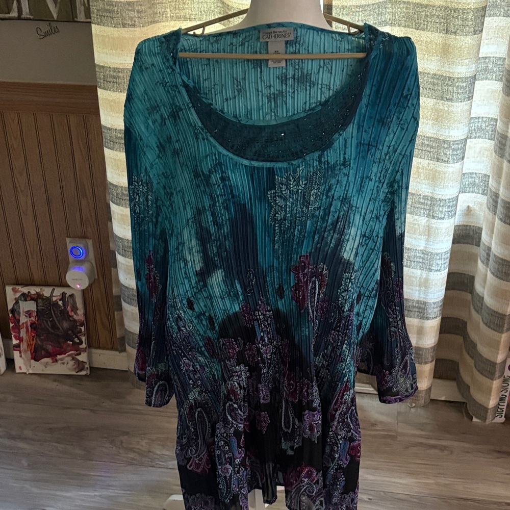 Catherines Teal and Purple Blouse